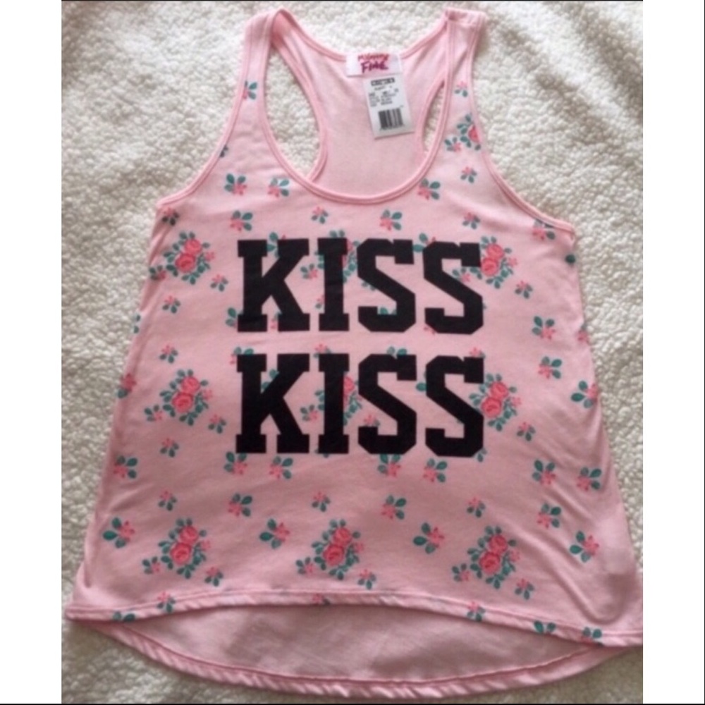 Mighty Fine Pink Floral Kiss Tank Top - Picture 6 of 8